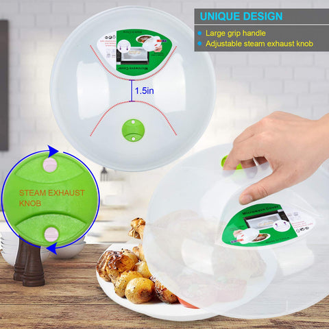 HENYU microwave cover fits standard dinner plates for versatile reheating.