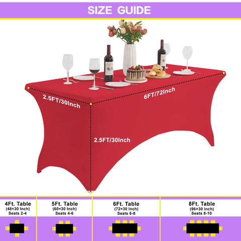 Heochy red tablecloth suited for dining and festive events