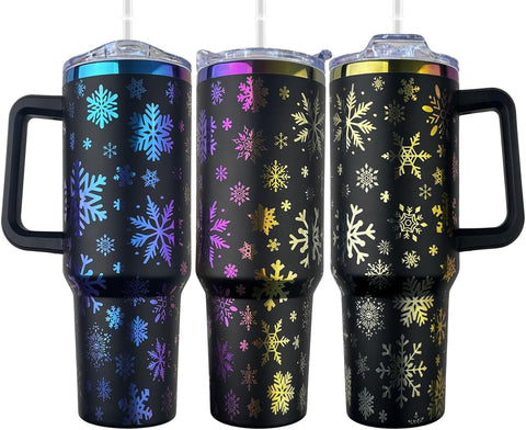Heqianco 40oz Christmas tumbler with handle for easy grip on the go.