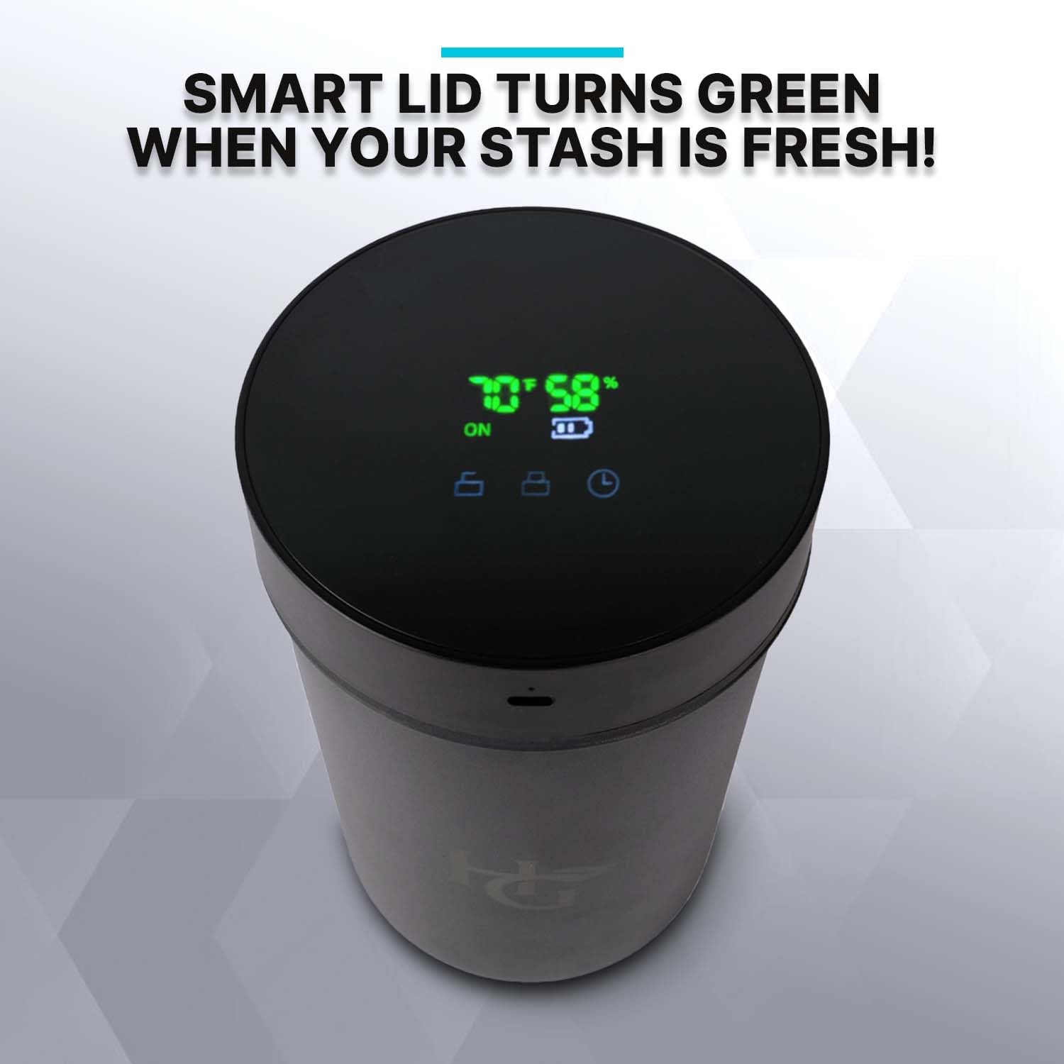 Herb Guard anti-static jar protecting aromas and potency during storage.