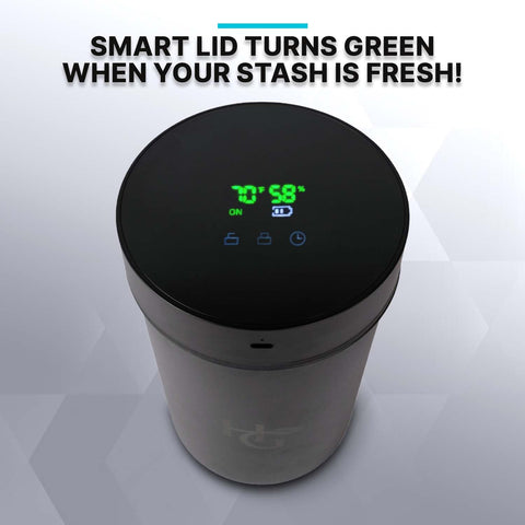 Herb Guard anti-static jar protecting aromas and potency during storage.