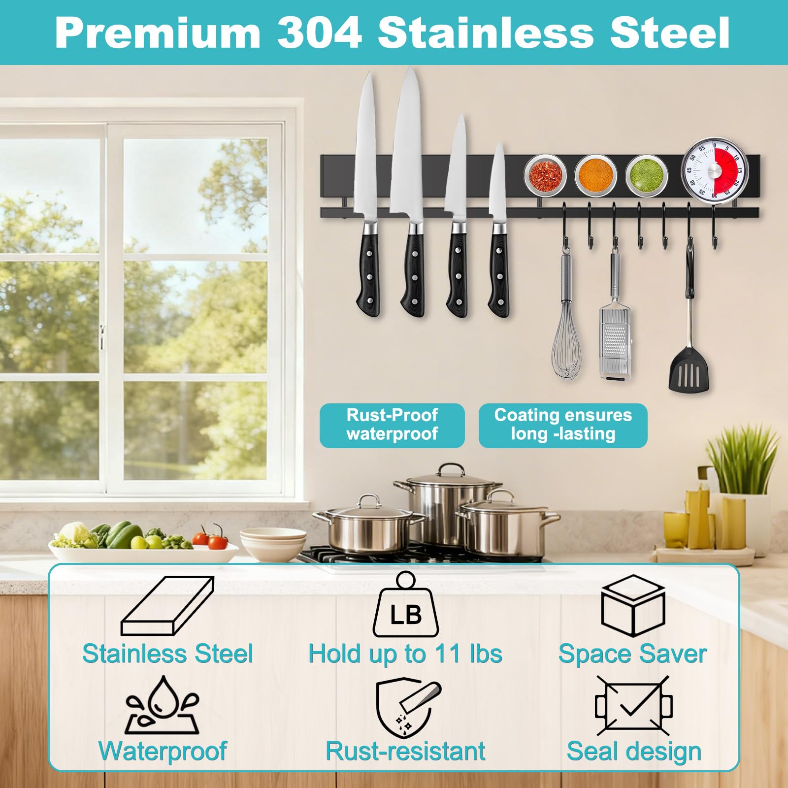 Hereof adhesive wall installation enables renter-friendly mounting.