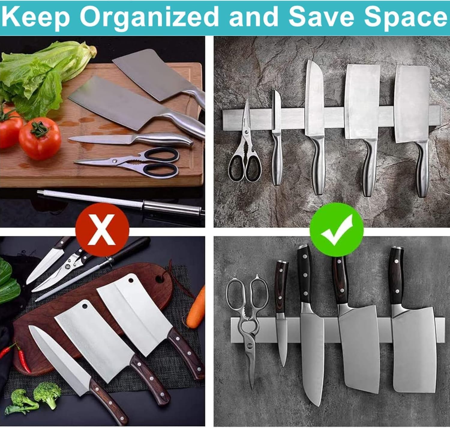 HEREOF easy-clean magnetic strip wipes clean quickly for a fresh kitchen look.