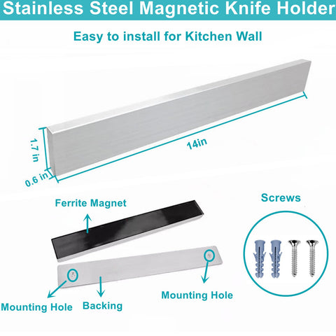 HEREOF Knife Magnetic Strip in use, knives held securely for fast meal prep.