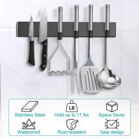 Modern kitchen setup with HEREOF knife strip for organization
