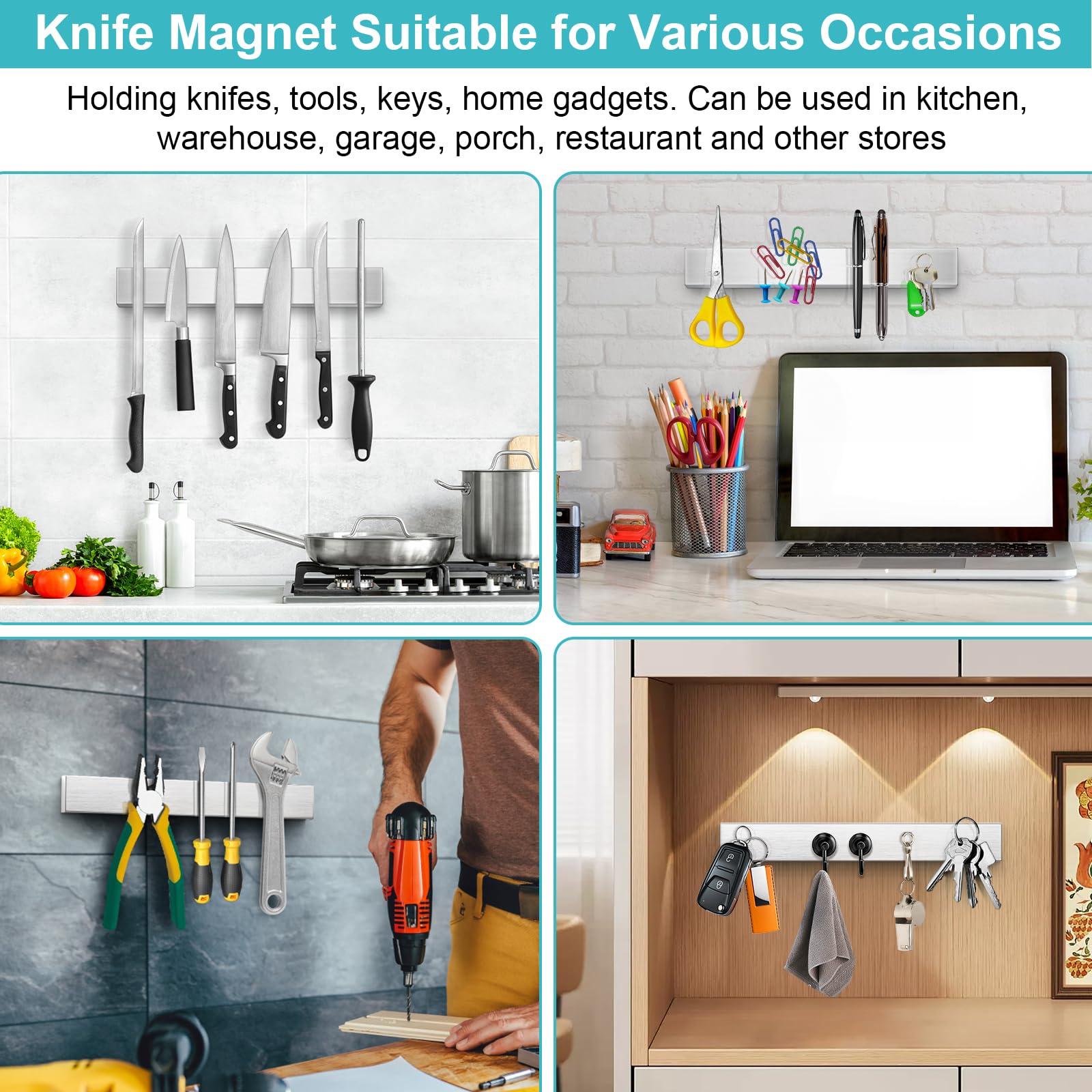 HEREOF RV kitchen magnetic strip organizes utensils in compact spaces