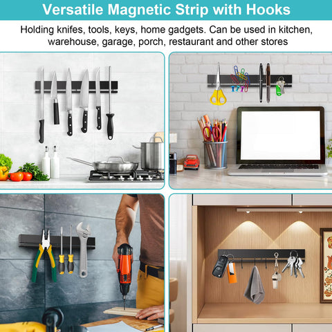 Hereof wall-mount knife rack keeps counters clear and organized.