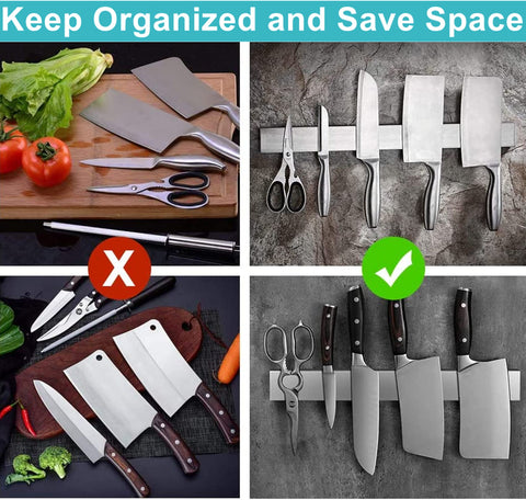 HEREOF wall-mount knife-rack saves counter space in small kitchens.