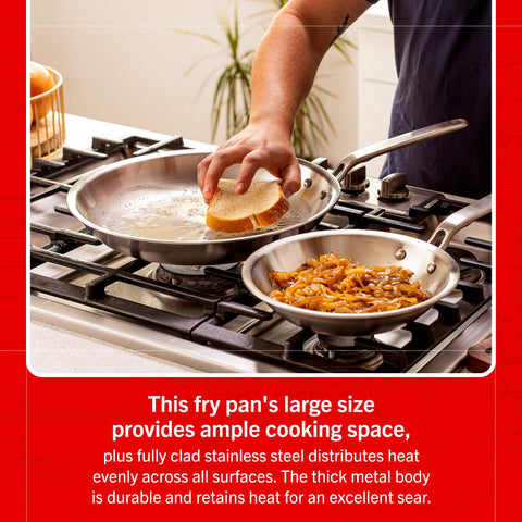 Heritage Steel Eater Series pan supports drip-free pouring and easy handling