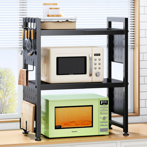 HERJOY expandable microwave stand frame shows sturdy construction for long-lasting kitchen use
