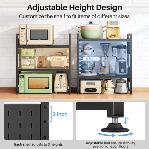 HERJOY expanding kitchen rack side view demonstrates length adjustability for tight spaces