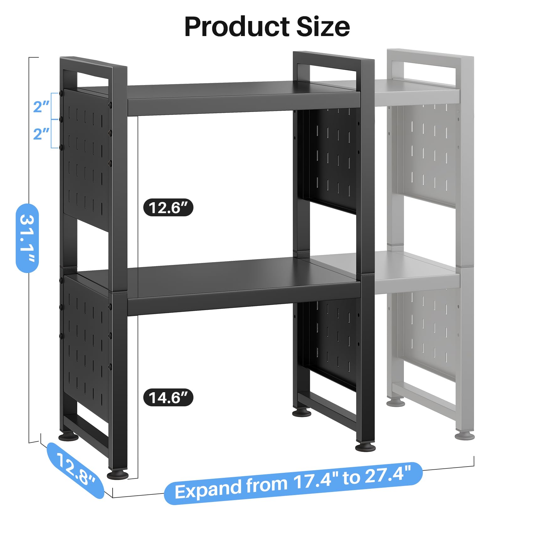 HERJOY kitchen organizer tower emphasizes stable base for uneven floors