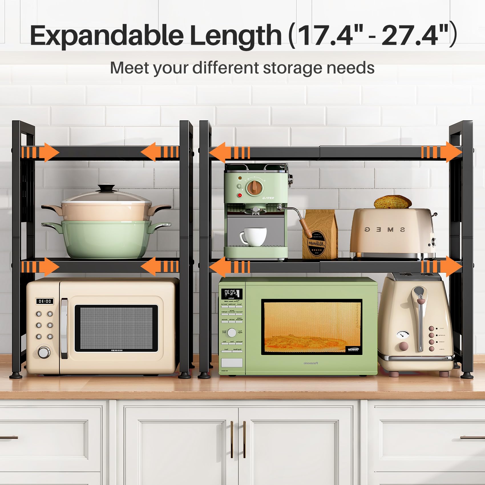 HERJOY microwave stand 3-tier shelf provides flexible storage for diverse appliances