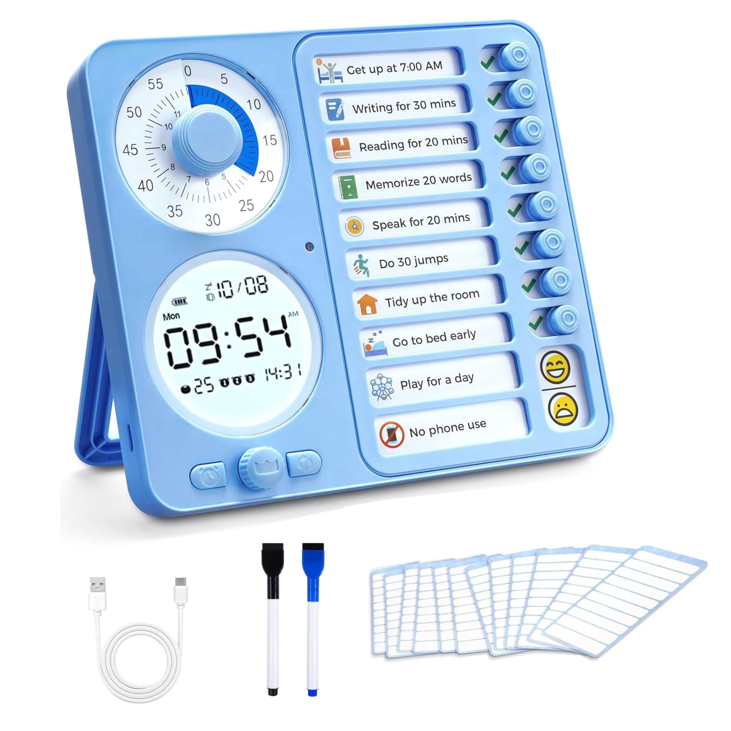 Herloreen 3-in-1 visual timer front view improves focus and on-time task completion