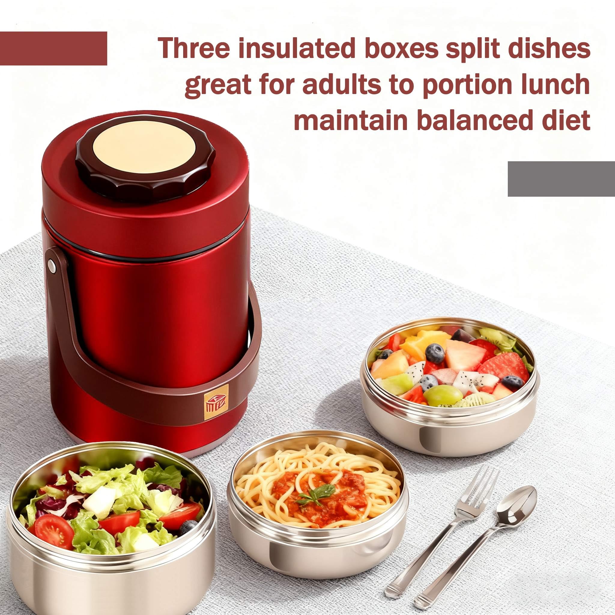 HERMARM three containers with dividers support portion control.
