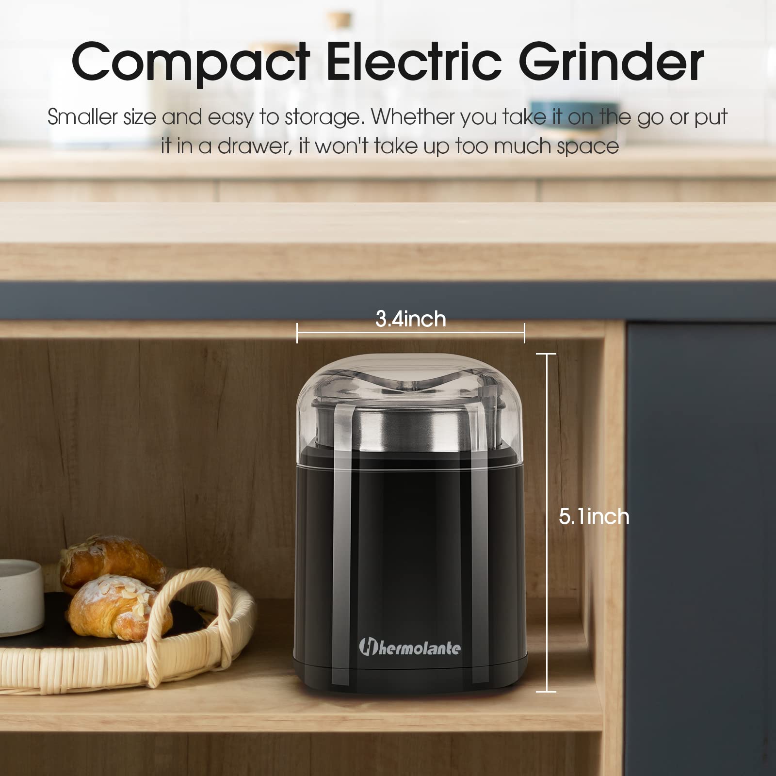 Compact Hermolante design fits small countertops and kitchens.