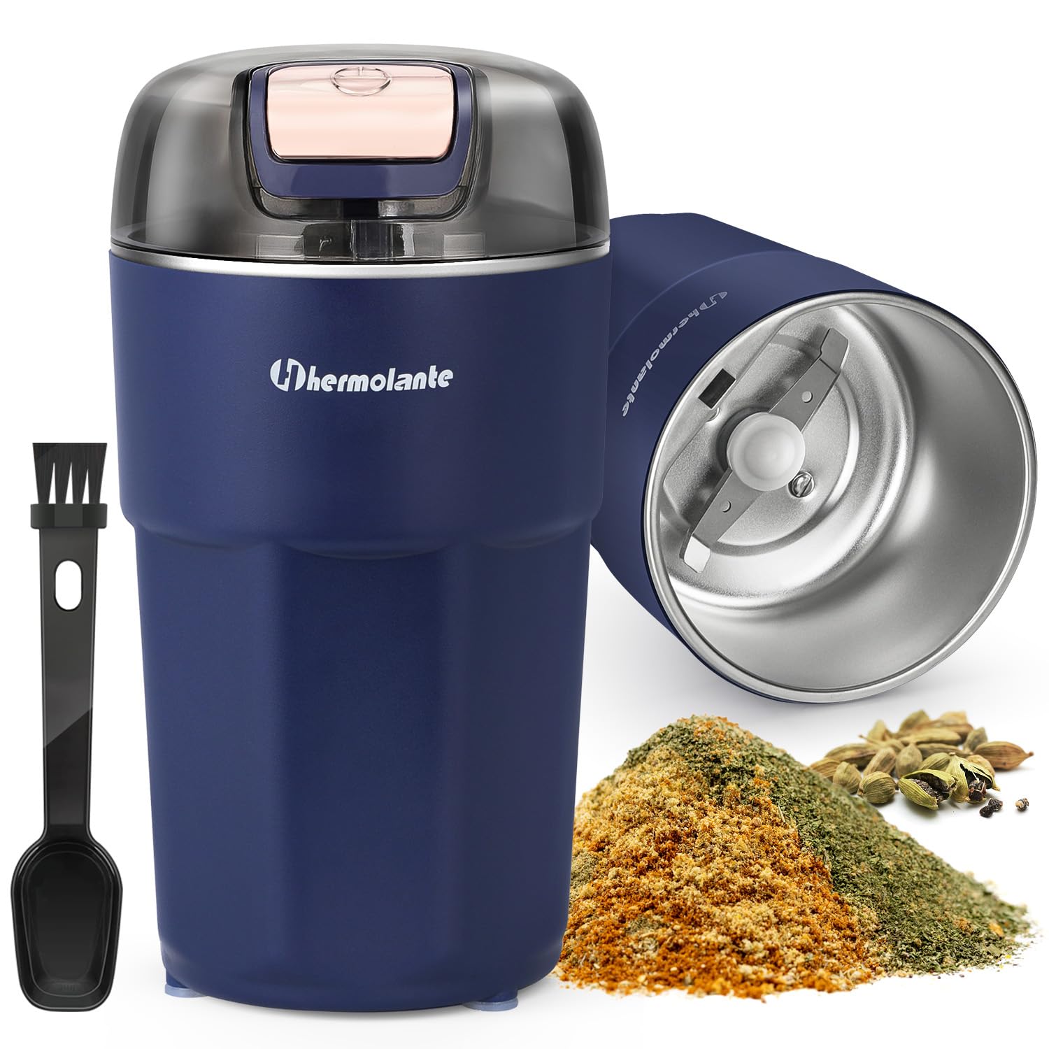 Hermolante spice grinder 80g capacity for fast, fresh grinding.