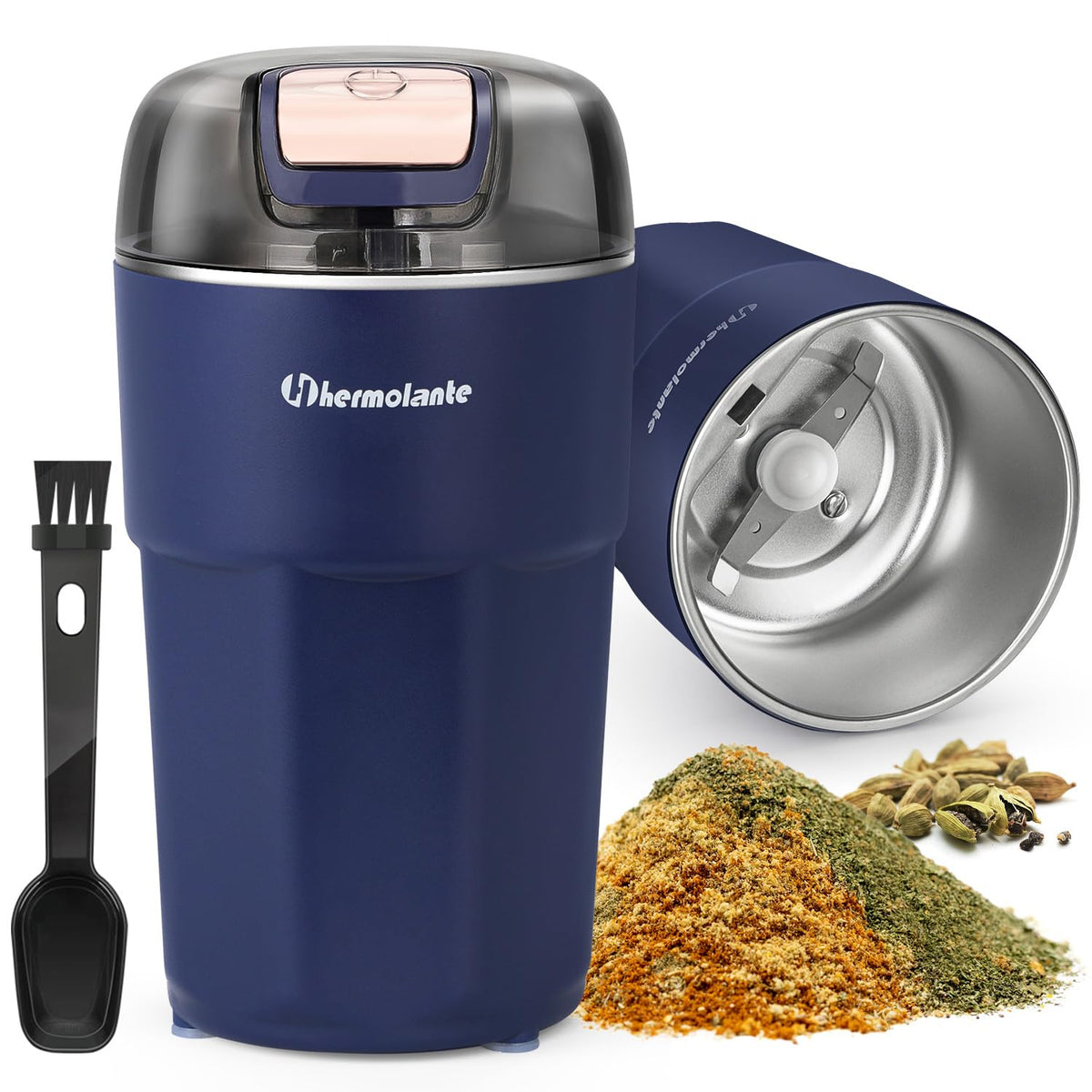 Hermolante spice grinder 80g capacity for fast, fresh grinding.