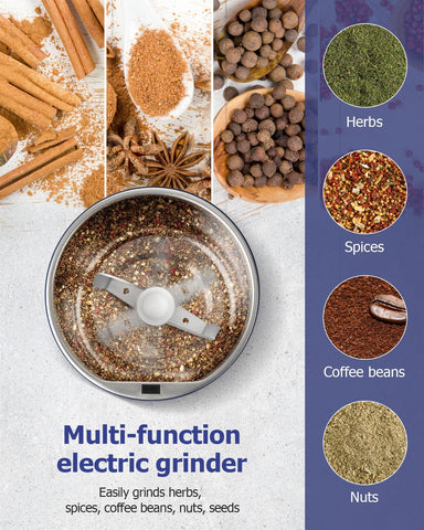 Hermolante grinder transparent lid helps monitor grind consistency.