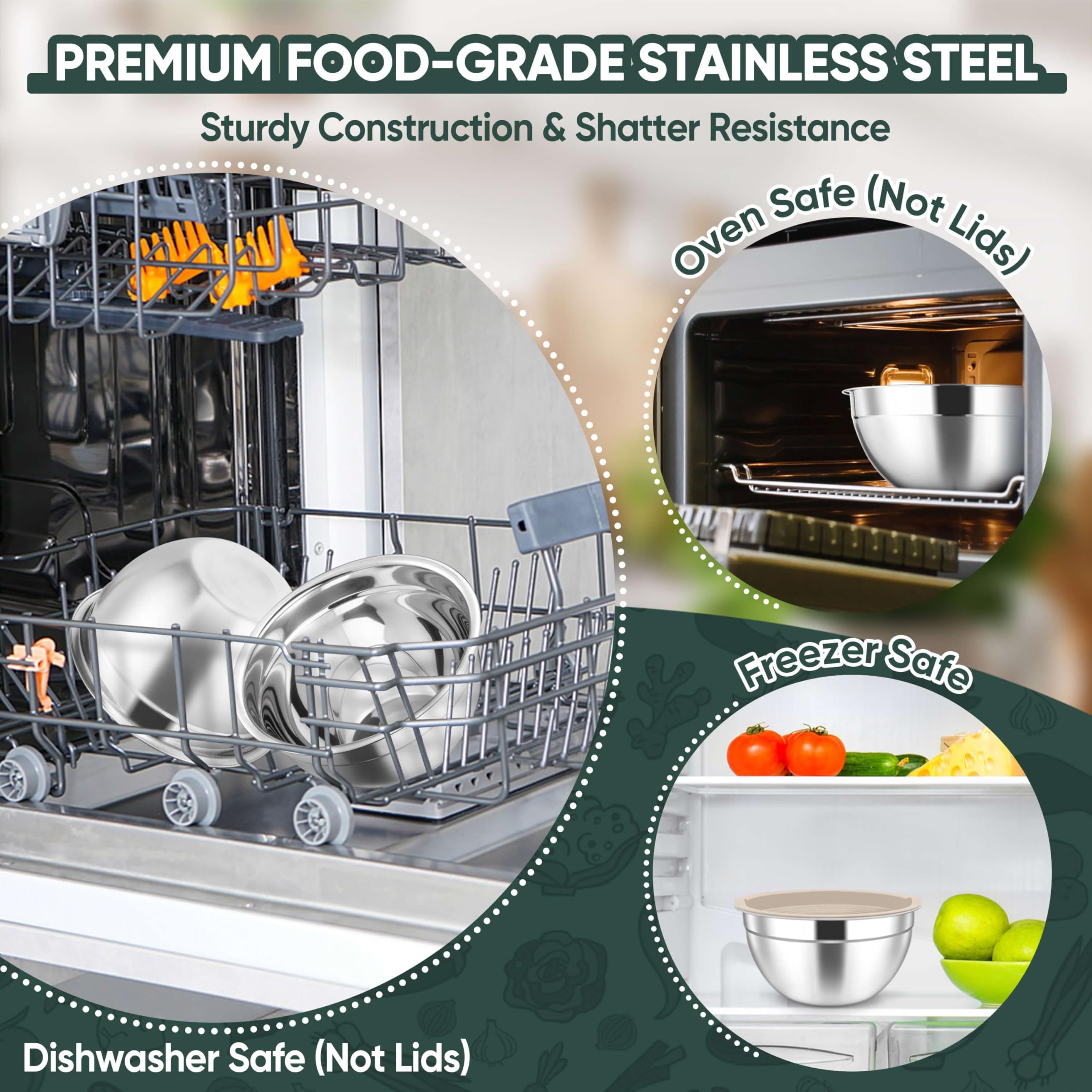 Herogo nested bowls save space with a compact design.