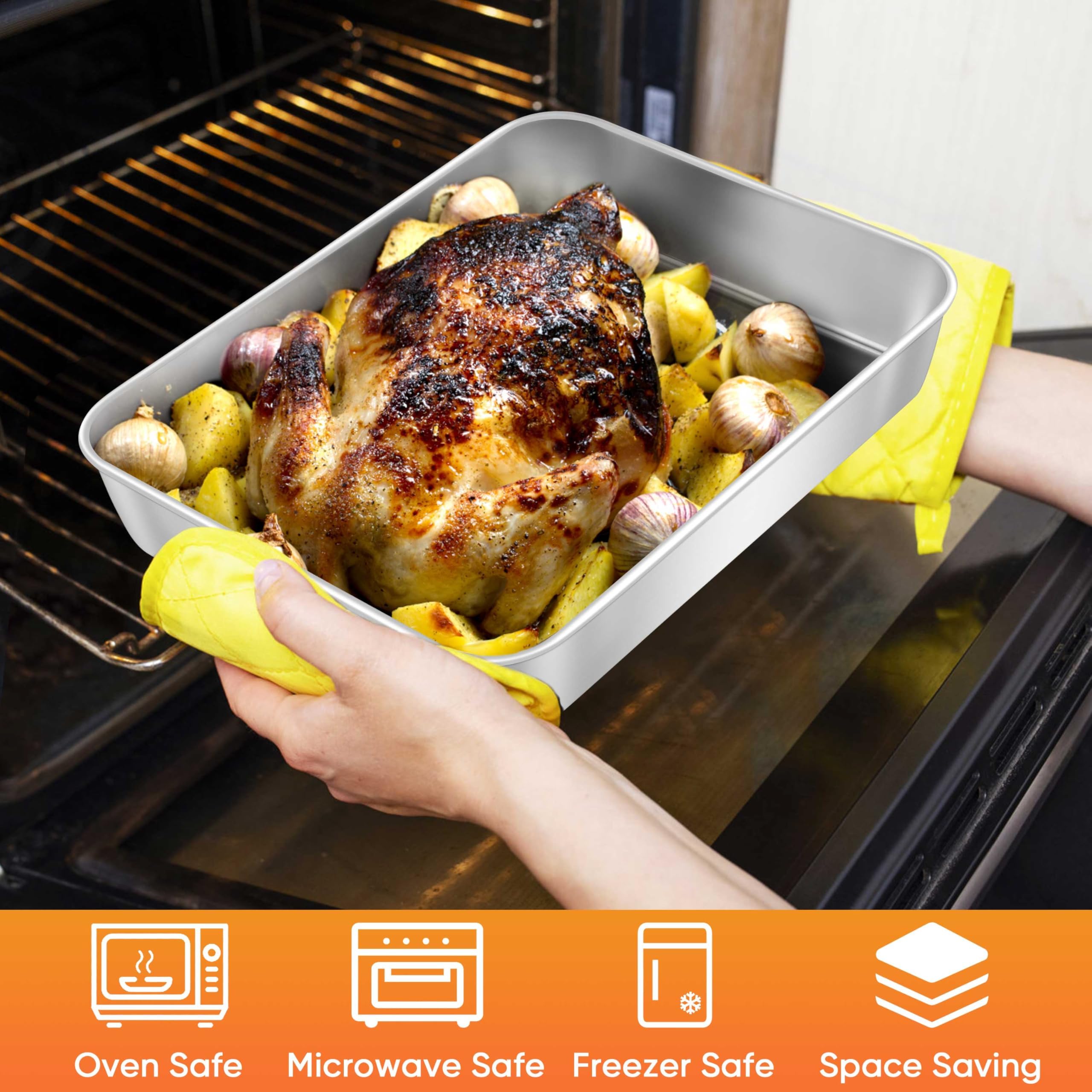 Herogo rectangle pan with smooth edge design for comfortable handling and safety.