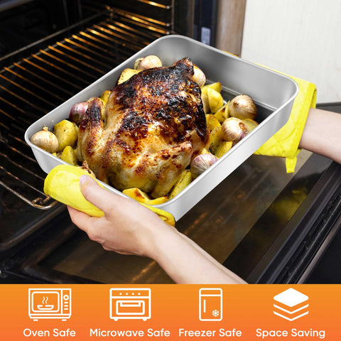 Herogo rectangle pan with smooth edge design for comfortable handling and safety.