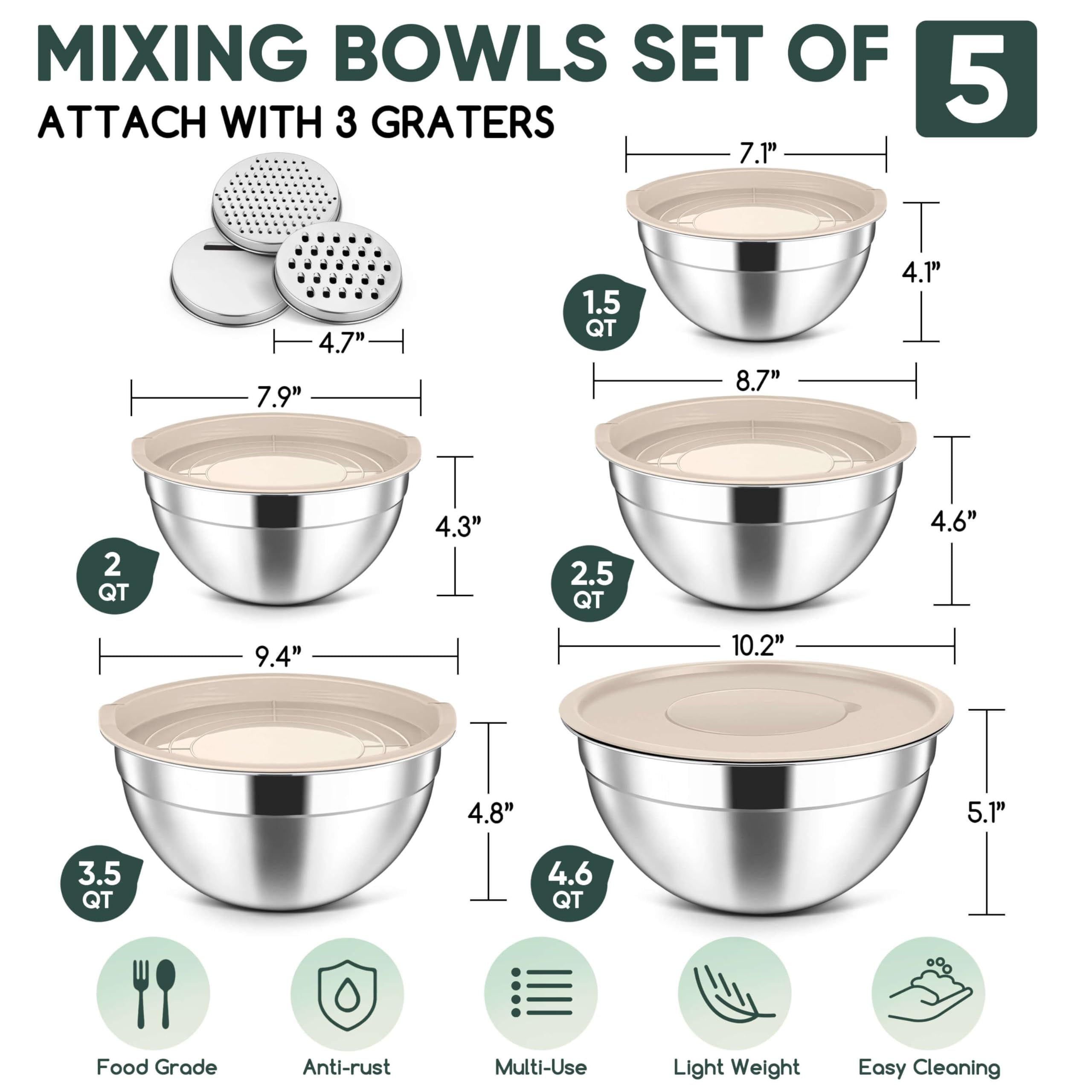 Close-up of Herogo stainless steel bowls showing durable edge design.