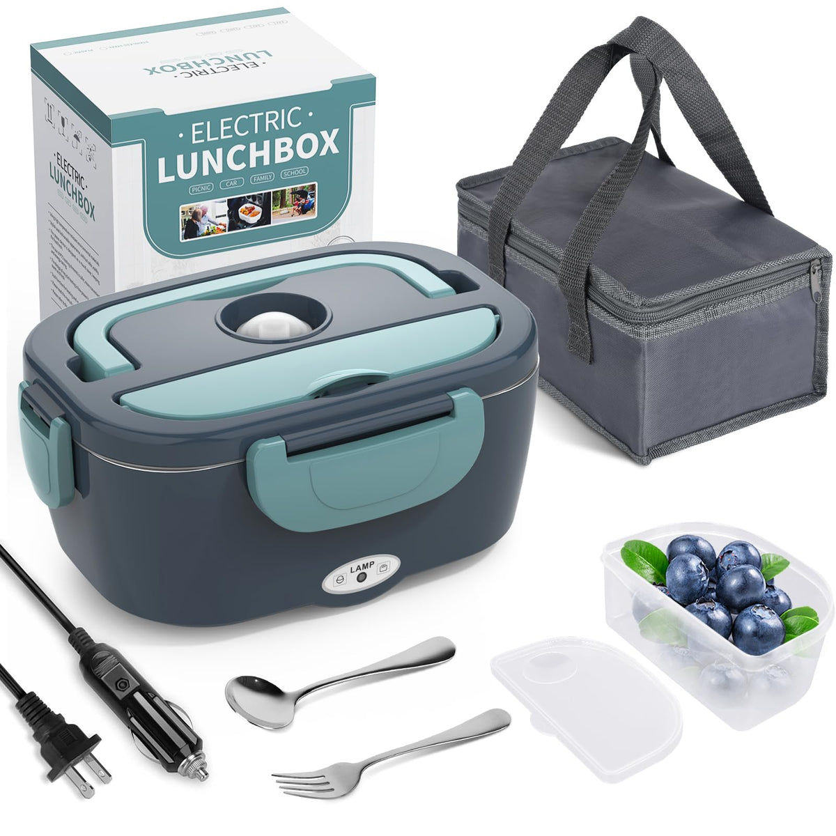 Herrfilk electric lunch box front view showing portable design for home, office, or travel