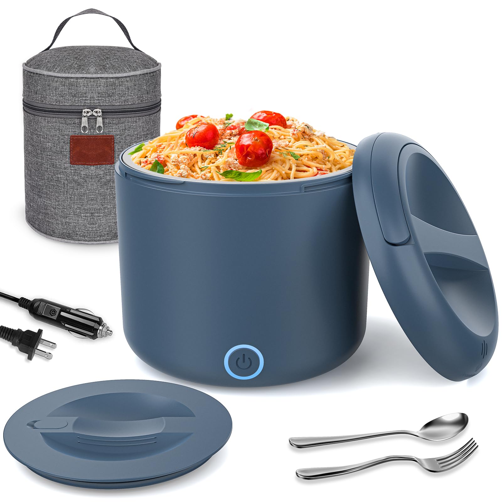 Herrfilk electric lunch box with outer lid showing spill-free design for on-the-go meals.