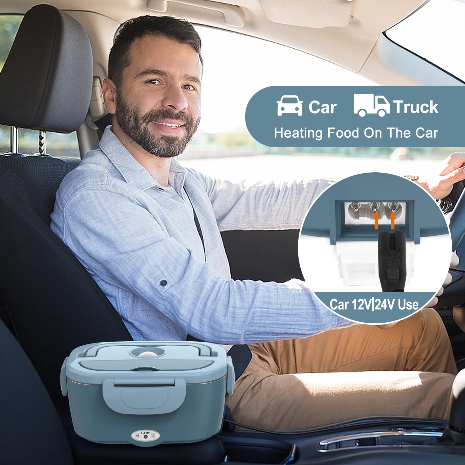 Herrfilk lunch box with car power cable enables on-the-go heating.