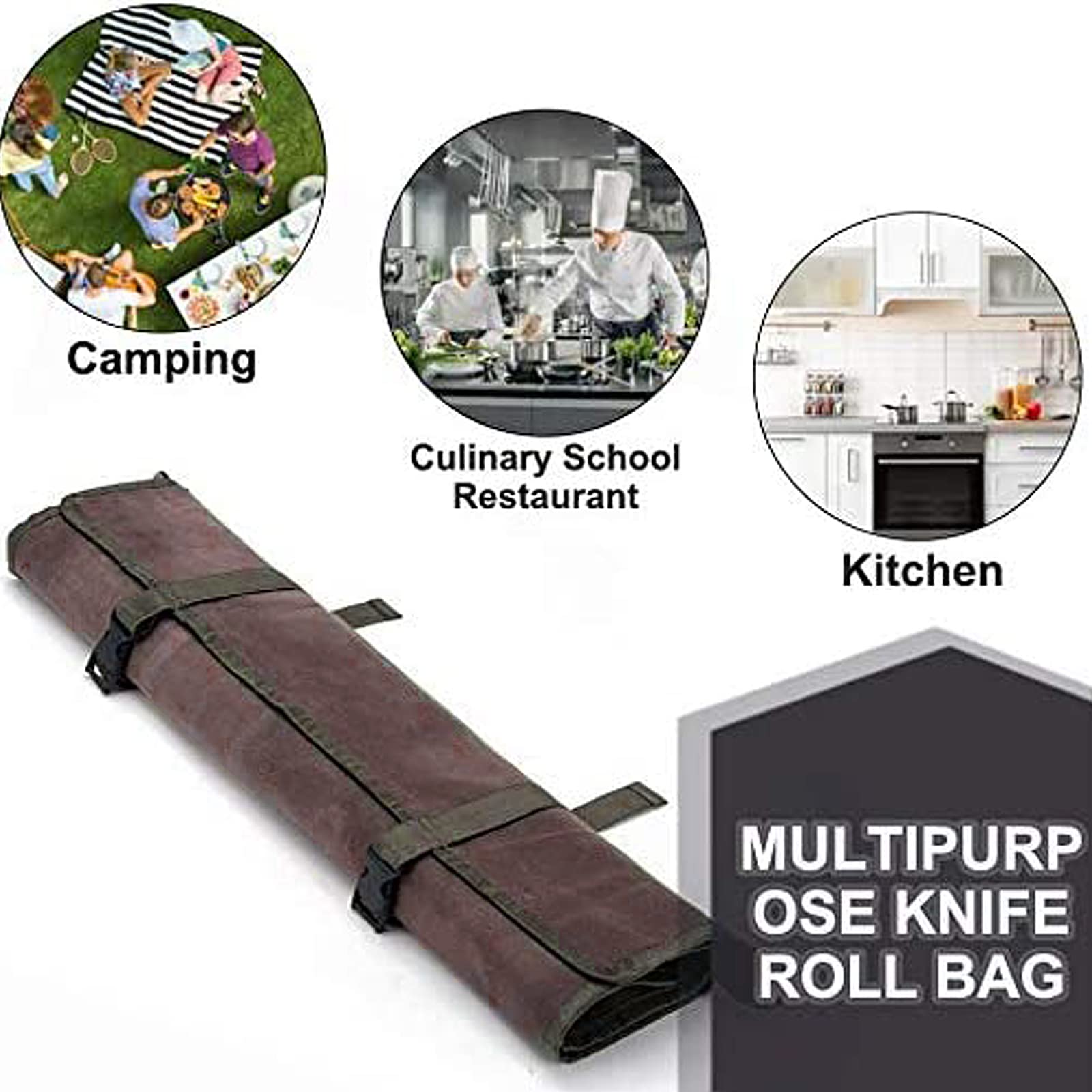 HERSENT knife roll bag zipper pocket provides extra tool storage.