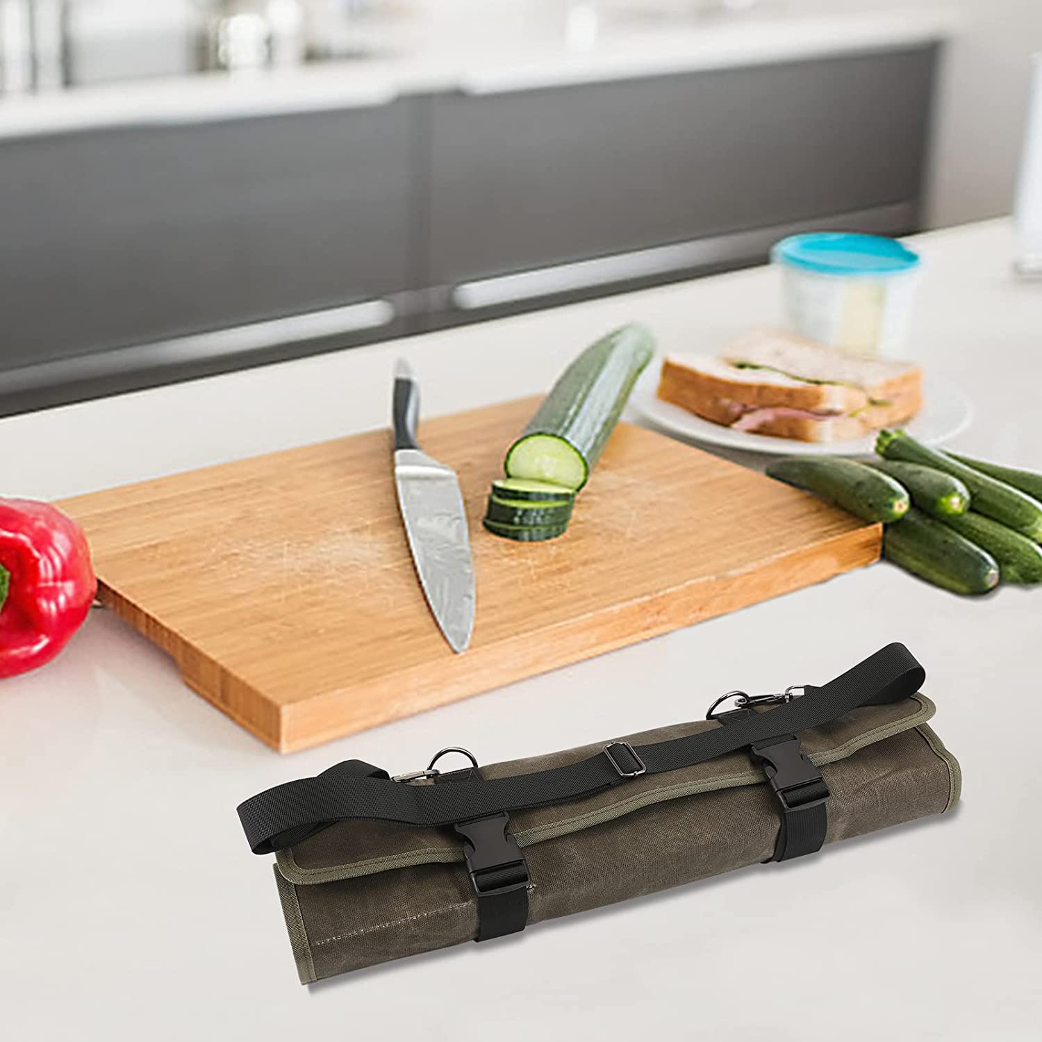 HERSENT travel-friendly knife bag ideal for work, camping, and BBQ.