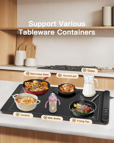 HERTIENDO energy-efficient warming plate minimizes heat waste for everyday use