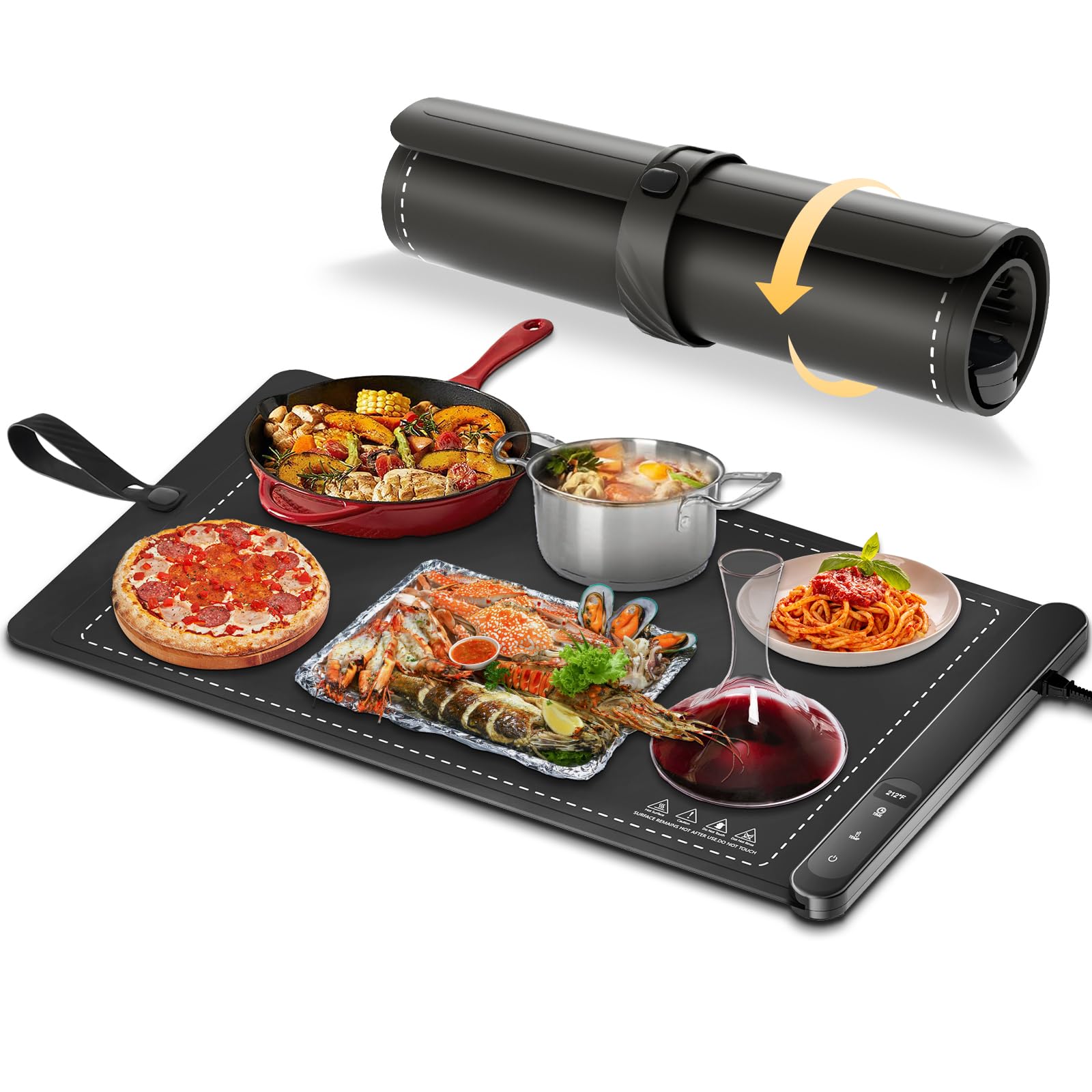 HERTIENDO Food Warming Mat with graphene full-surface heat for fast warming