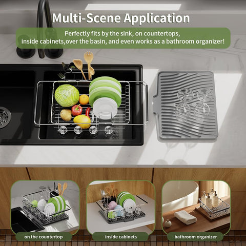 Cleans easily and dries quickly, helping keep countertops clutter-free.