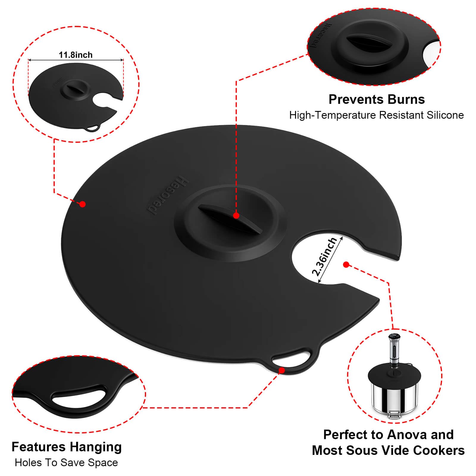 Hescred lid showing handles and hooks for easy use and storage