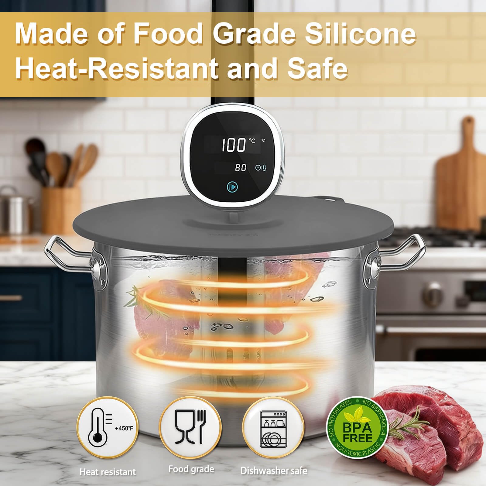 Hescred lid shows high heat tolerance for diverse recipes.