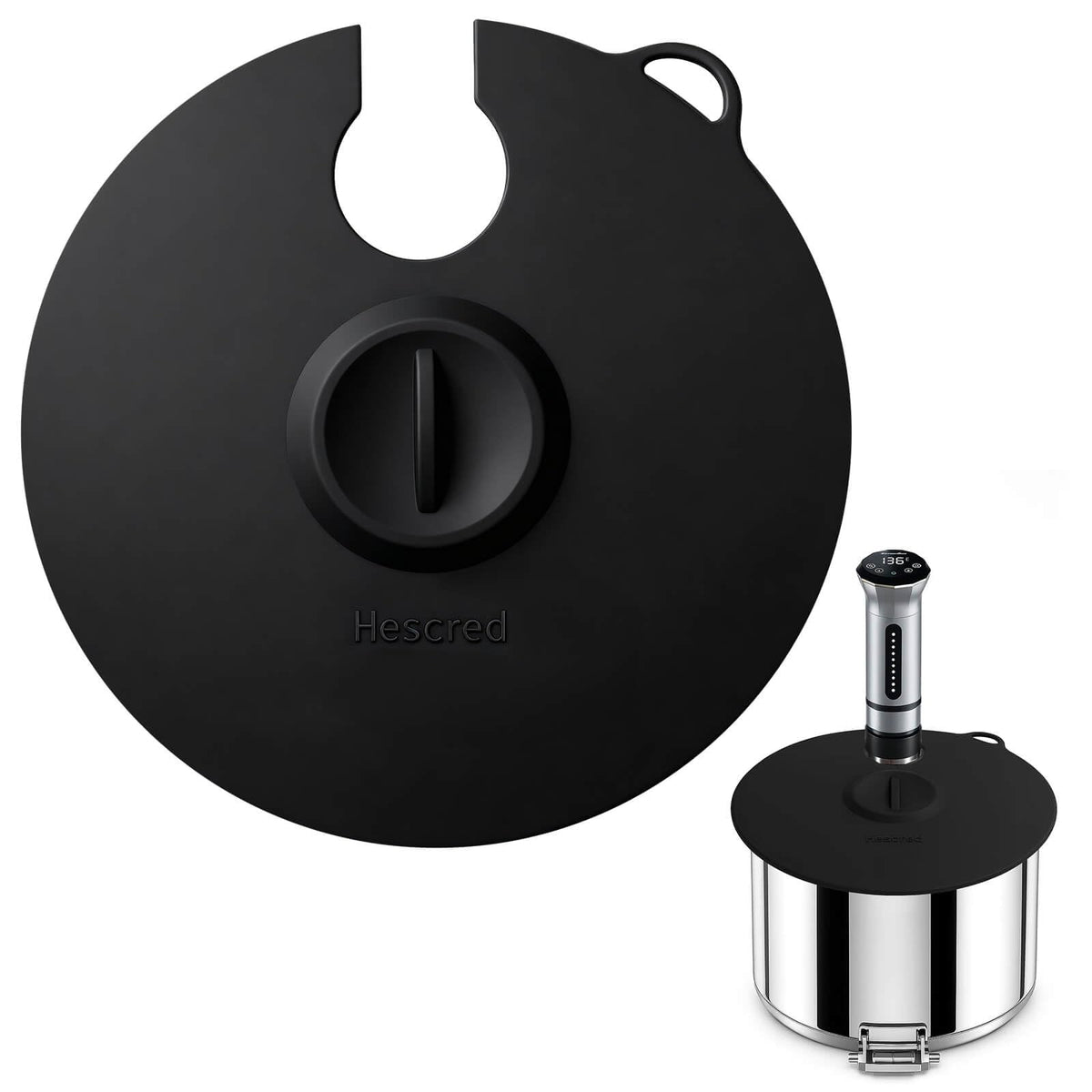 Hescred sous vide silicone lid with heavy-duty construction preserving moisture and flavor