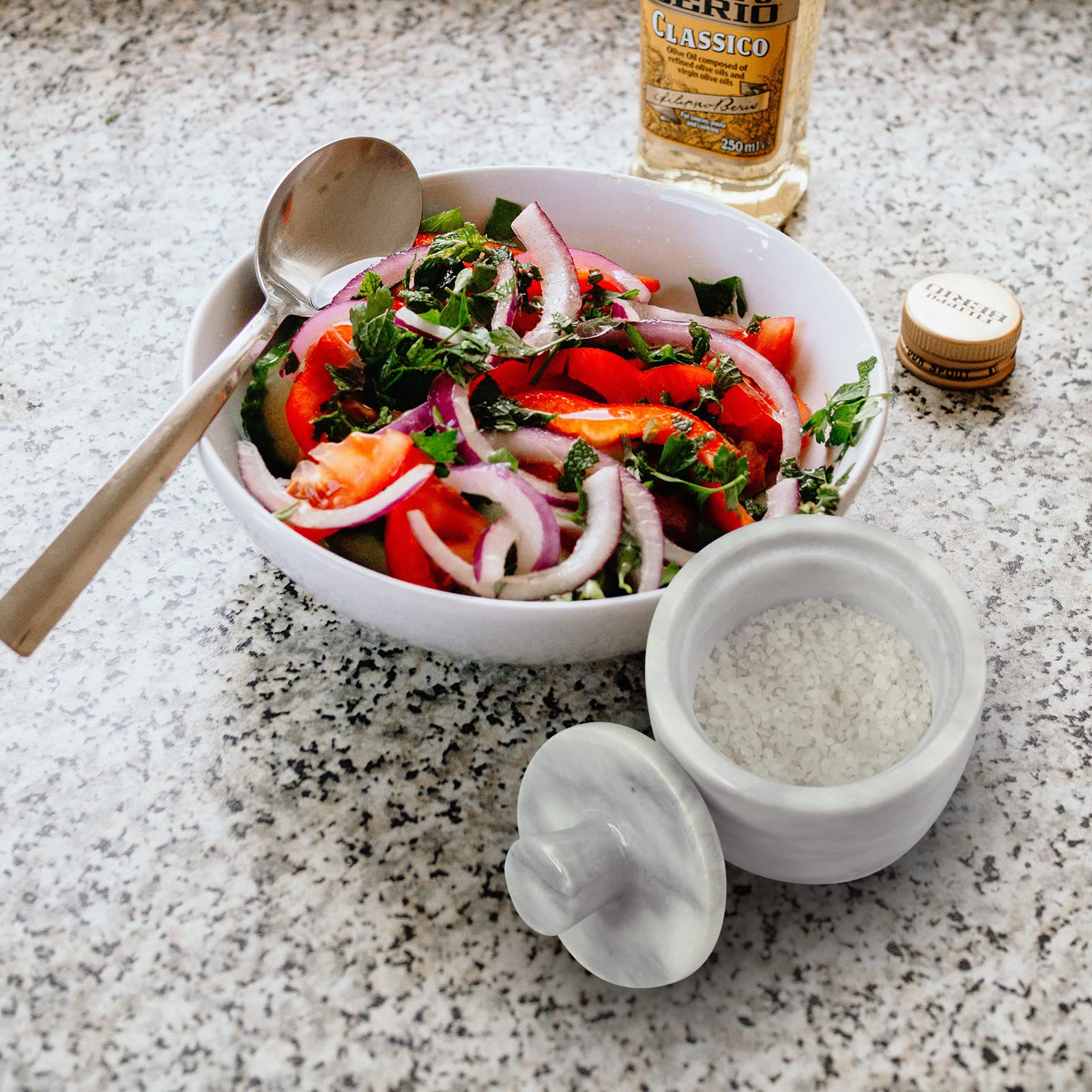 HESHIBI marble container ideal for spices and seasonings.