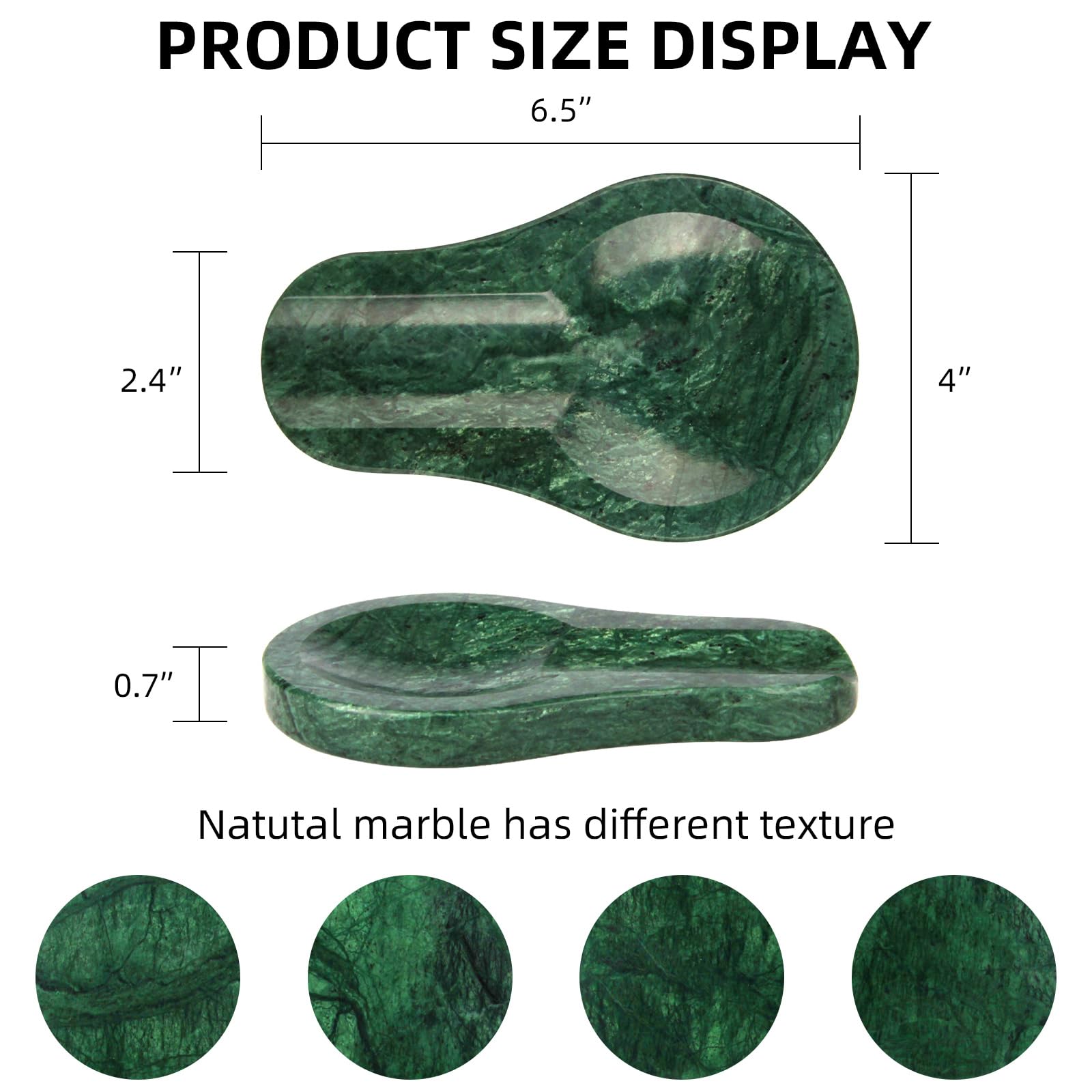 HESHIBI spoon rest close-up shows natural veining and durable marble texture.
