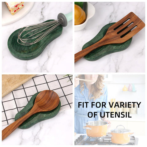 HESHIBI marble spoon rest makes a gift-ready kitchen accessory.