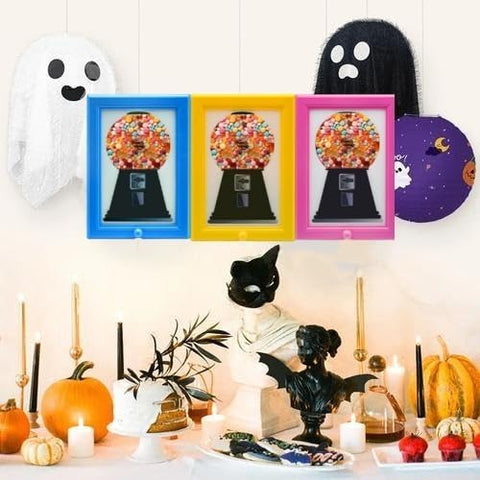 Heskbirg yellow frame demonstrates dispensing action for playful snacking.