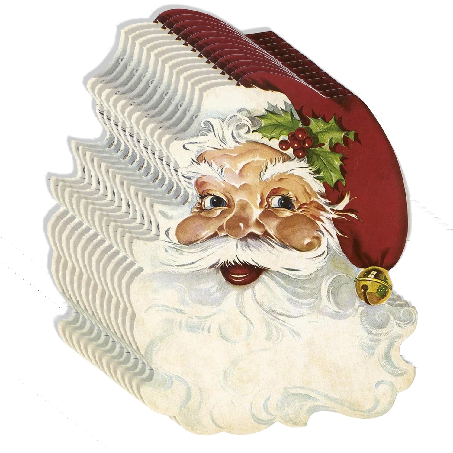 Hester & Cook die-cut Santa placemats brighten holiday tables and simplify cleanup.