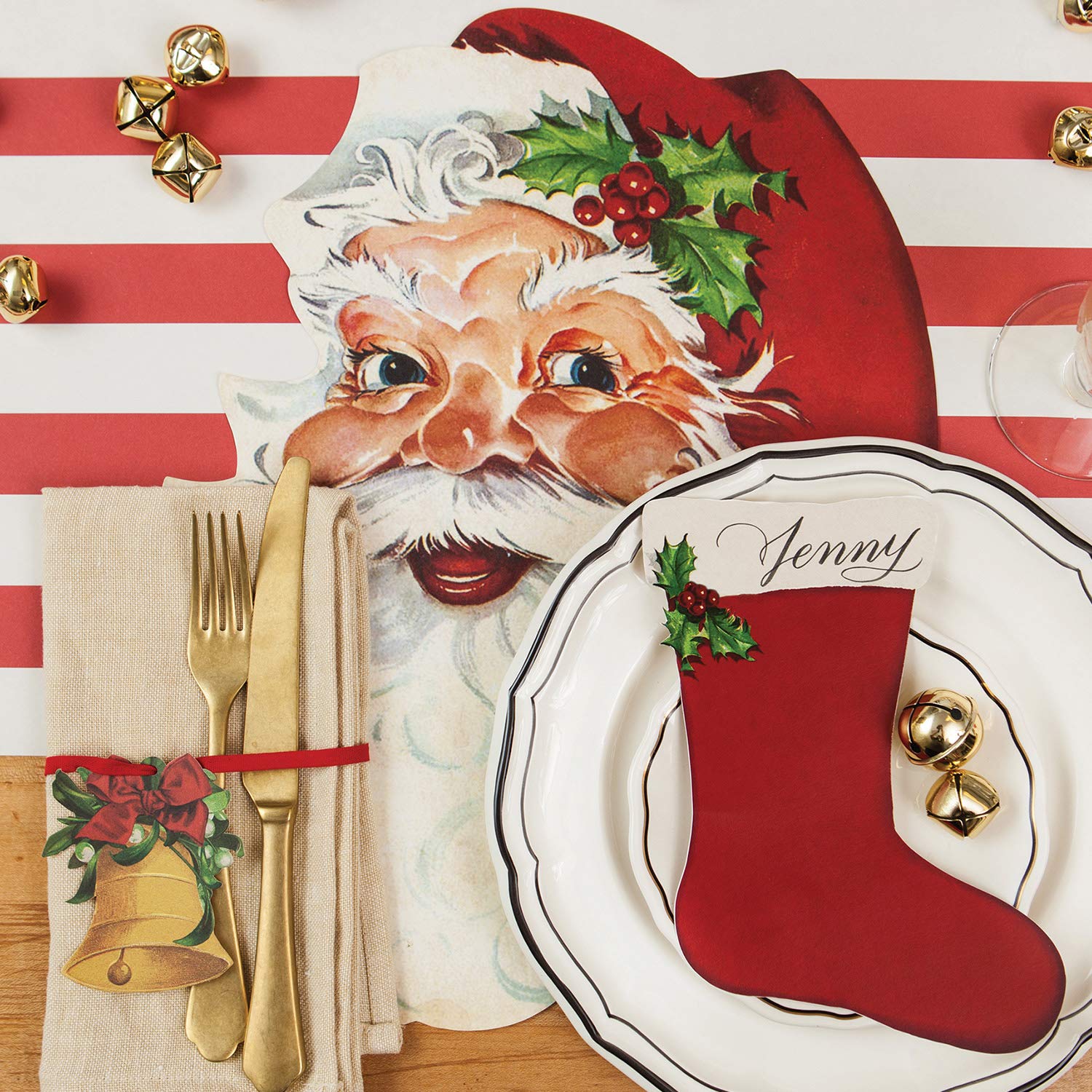 Disposable placemats make hosting easier for indoor or outdoor Yuletide gatherings.