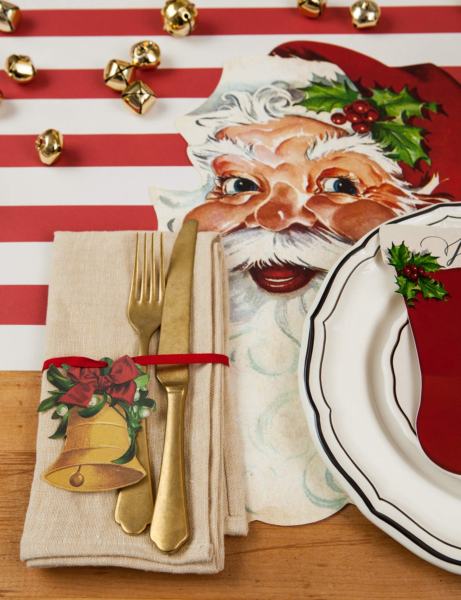 Large placemats accommodate plates and glassware on busy tabletops.