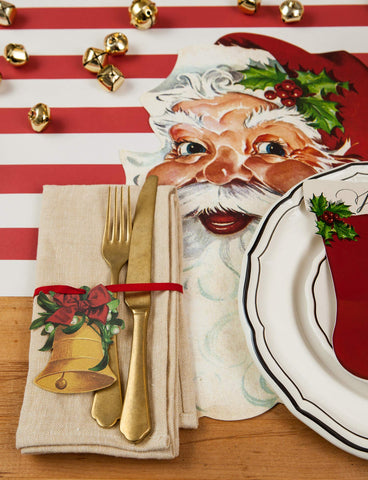 Large placemats accommodate plates and glassware on busy tabletops.