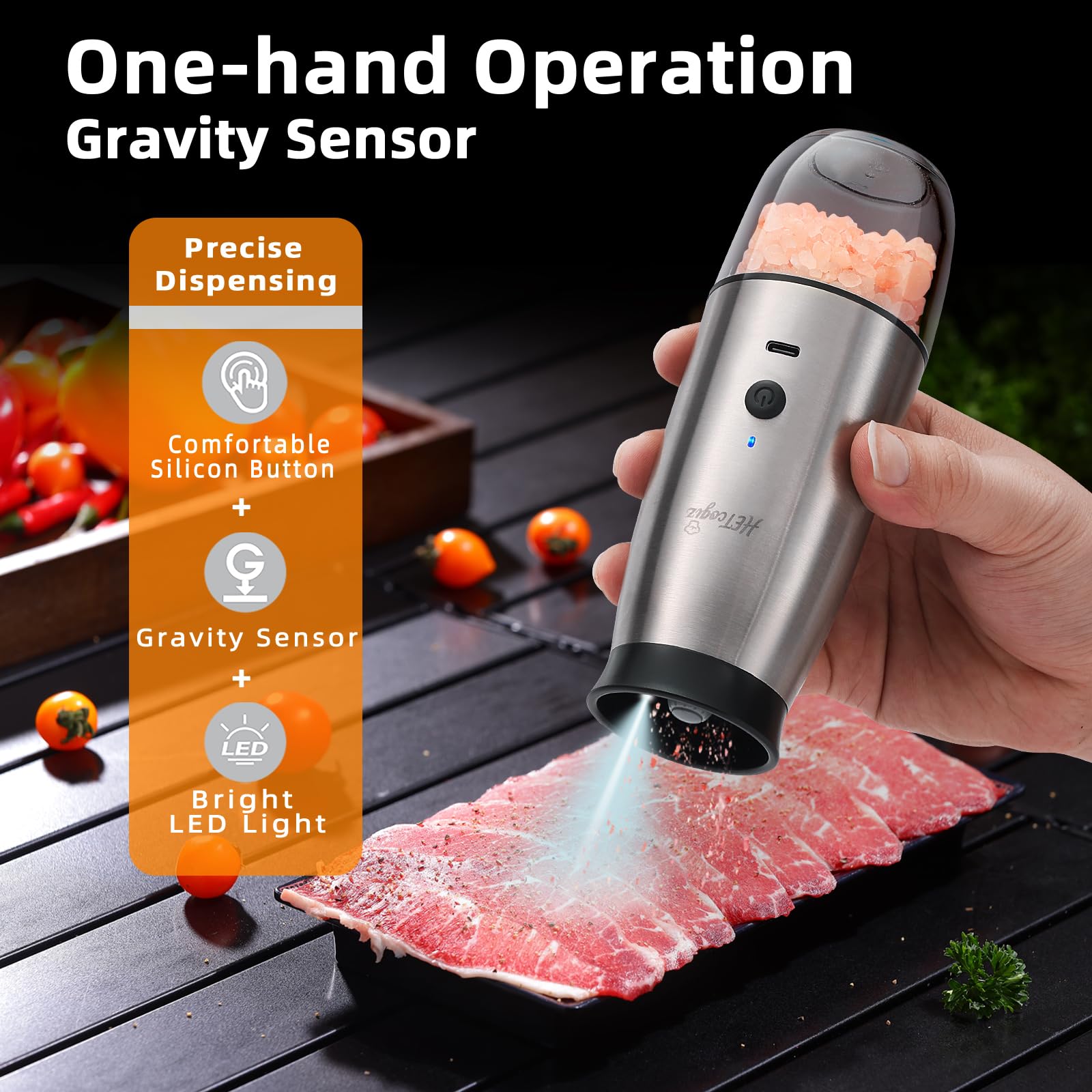 90ml salt and 107g pepper silo for extended seasoning