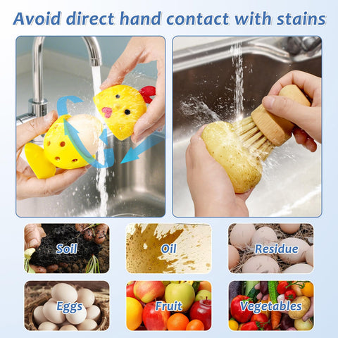 Heuihm wood brush high-density bristles scrub tough grime without scratching surfaces.
