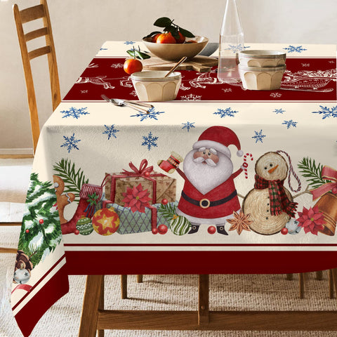 Hexagram Christmas tablecloth with snowman pattern adds festive warmth to gatherings
