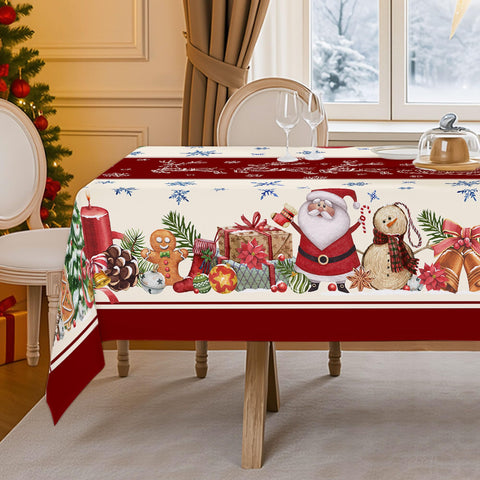 Hexagram Christmas tablecloth winter scene enhances seasonal decor